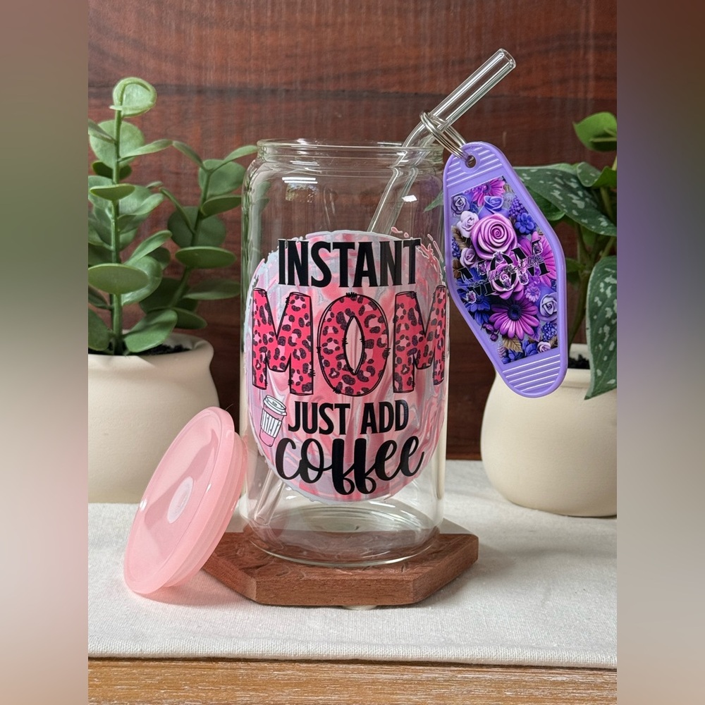 Instant Mom Just Add Coffee Tumbler with Keychain - Gift for Mom